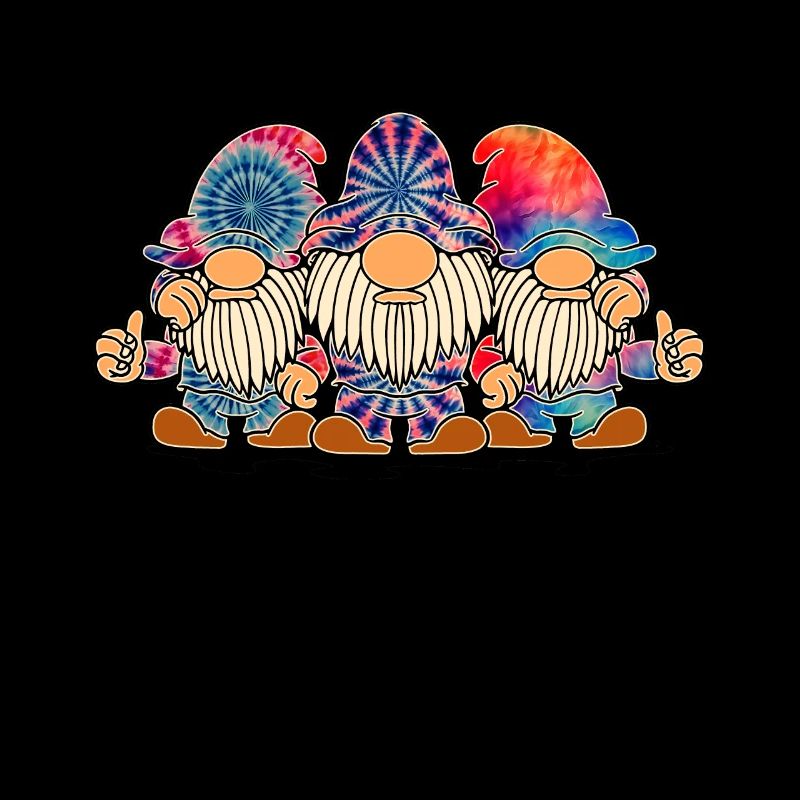 Drei Hippie -Gnomes Groovy Binde Dye Gnomies