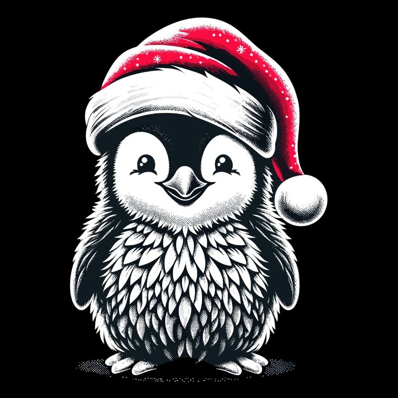 Pingouin Père Noël mignon
