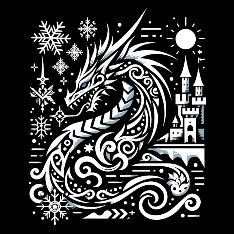 Eisdrache im Schneeglanz