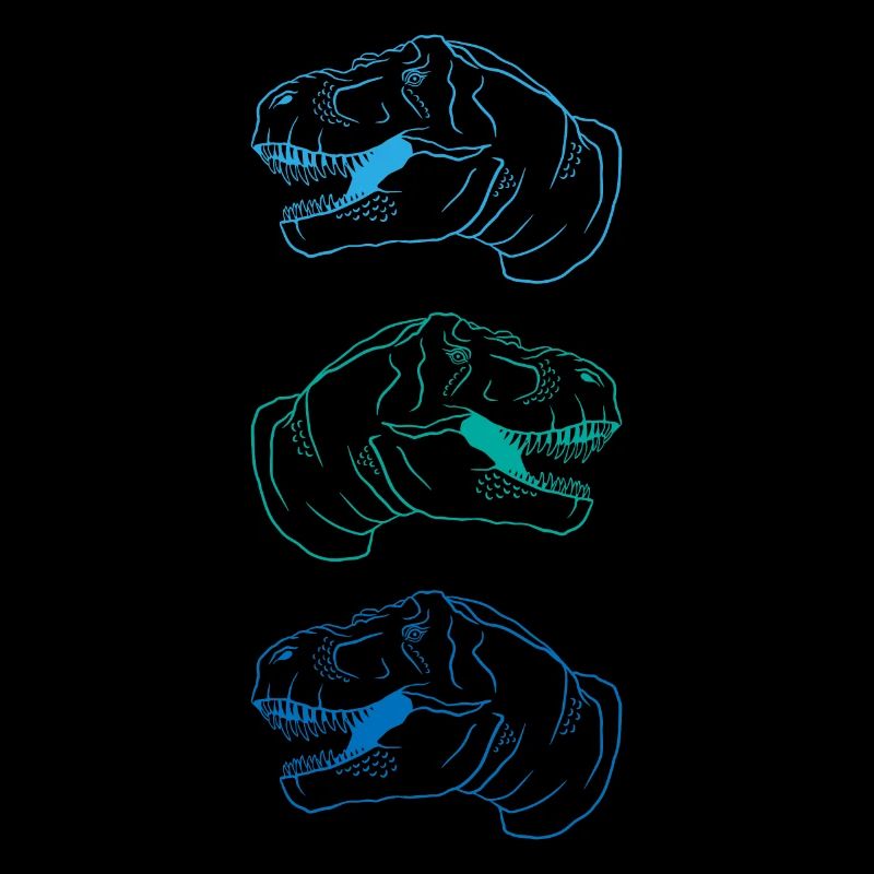 T-Rex Trio Neon Stil Cool Geschenkidee