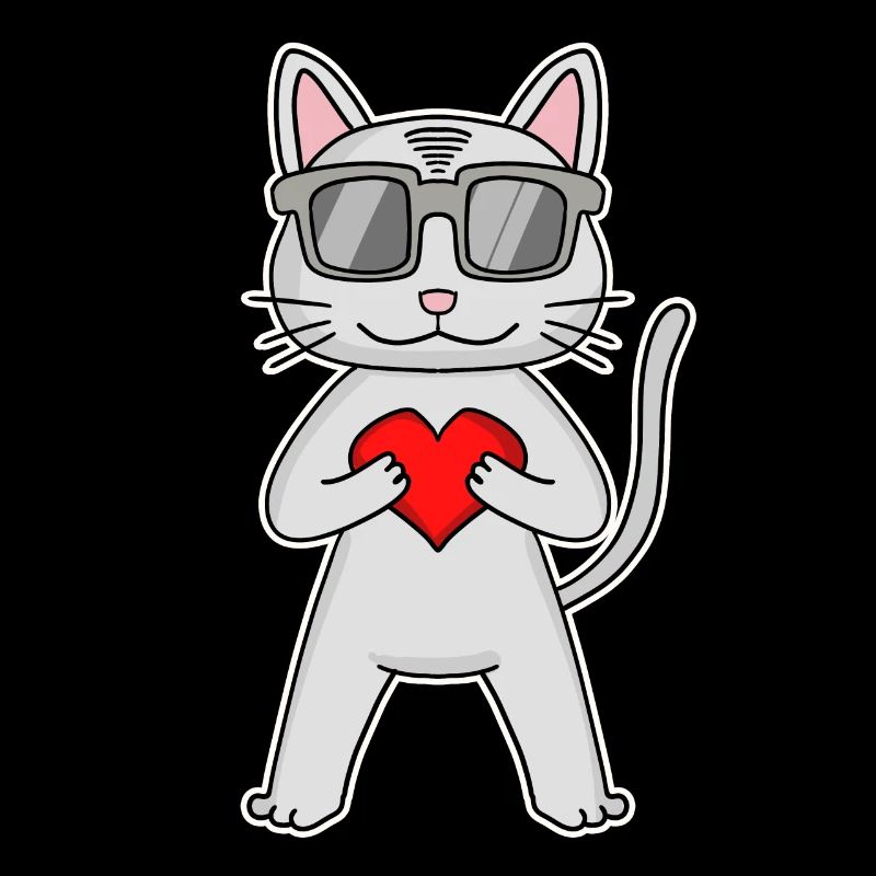 Cat with heart and glasses - Devon Rex