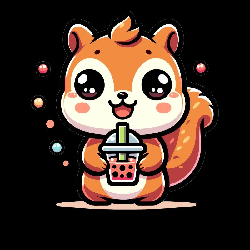 Kawaii Squirrel Bubble Tea Cute Animal Squirrel