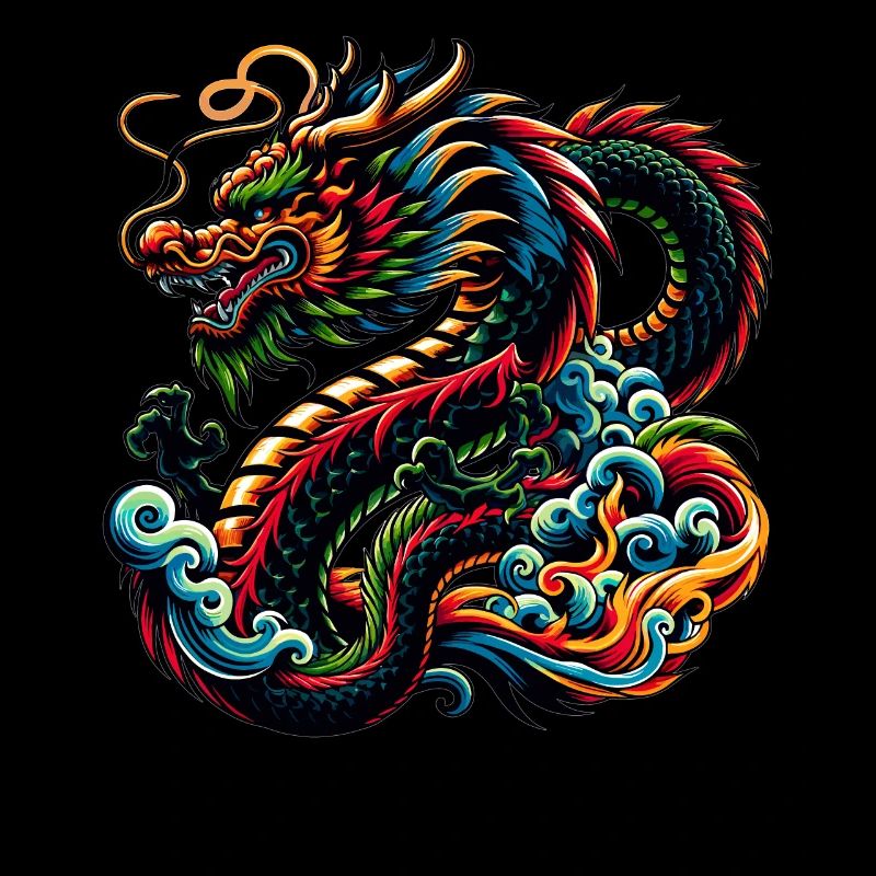 Conception artistique de dragon chinois coloré