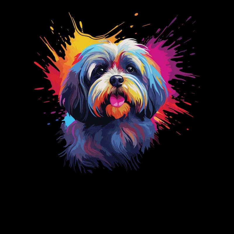 Wasserfarben Farbenfroher Lhasa Apso