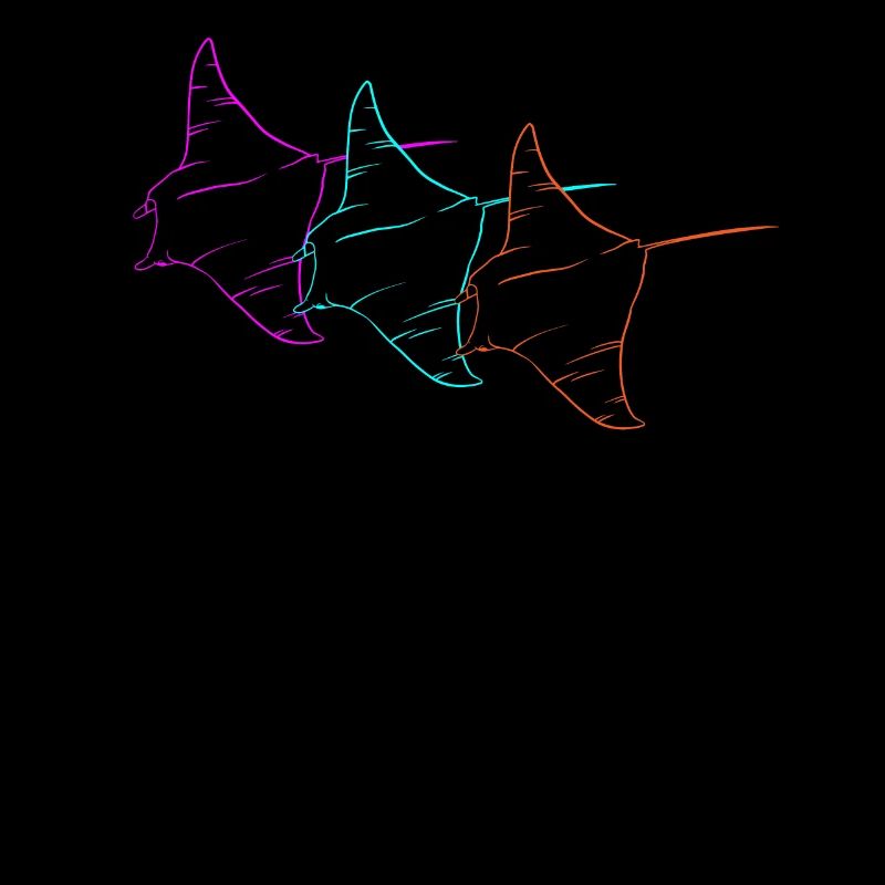 Trio Manta Rays Neon Contour