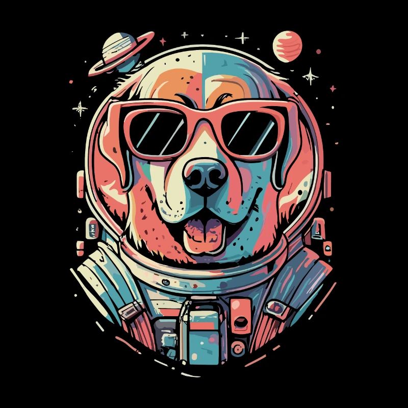 Chemise Labrador de l’espace rétro oeuvre colorée