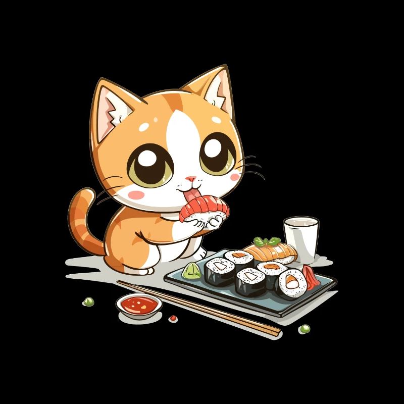 Chats et Sushi Japonais Nourriture Chaton Kawaii Anime