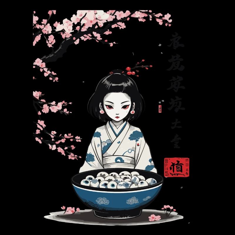 Yokai Fleur de cerisier Ukiyo-E Halloween Design