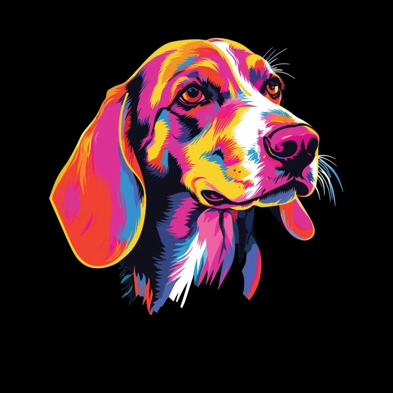 Aquarelle colorée American Foxhound