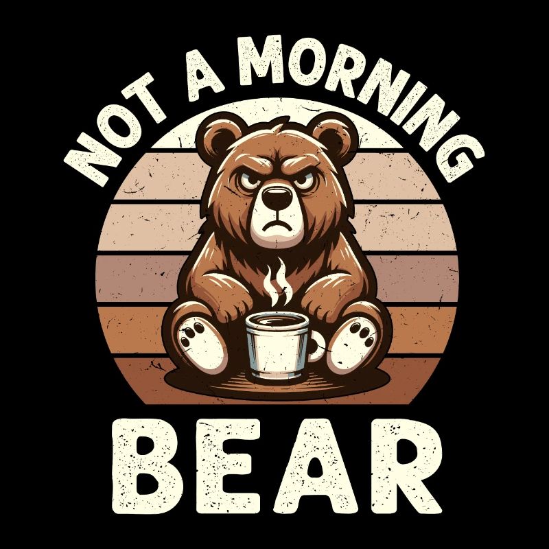 Grumpy Bear With Coffee Morning Mood
