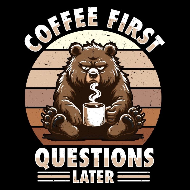 Grumpy Bear With Coffee Morning Mood