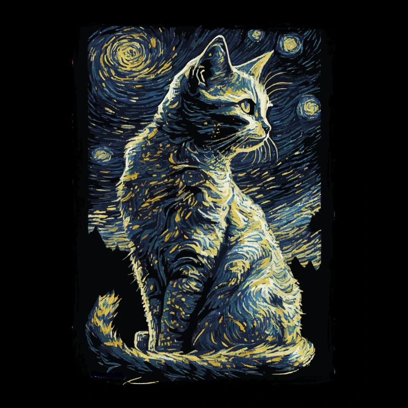 Cat Starry Night