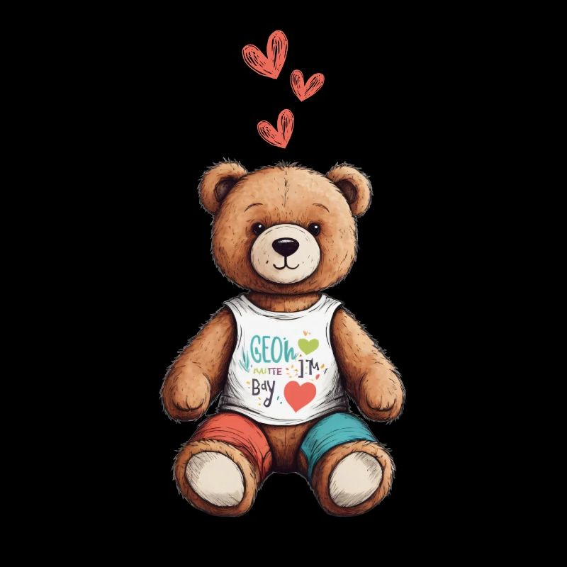 Teddy Bear Cartoon with Hearts Teddy Bear Cute