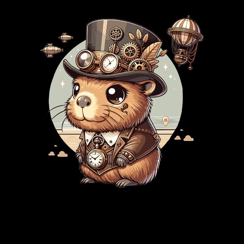 Kawaii Steampunk Capybara Fantasy Capybara Lover