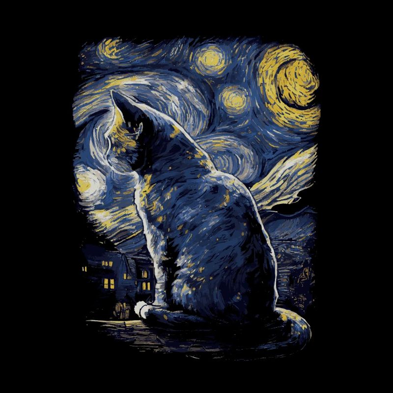 Cat Starry Night