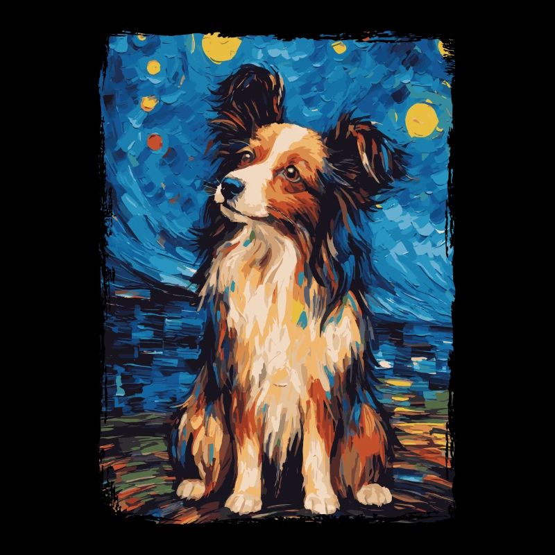 Papillon Dog Starry Night