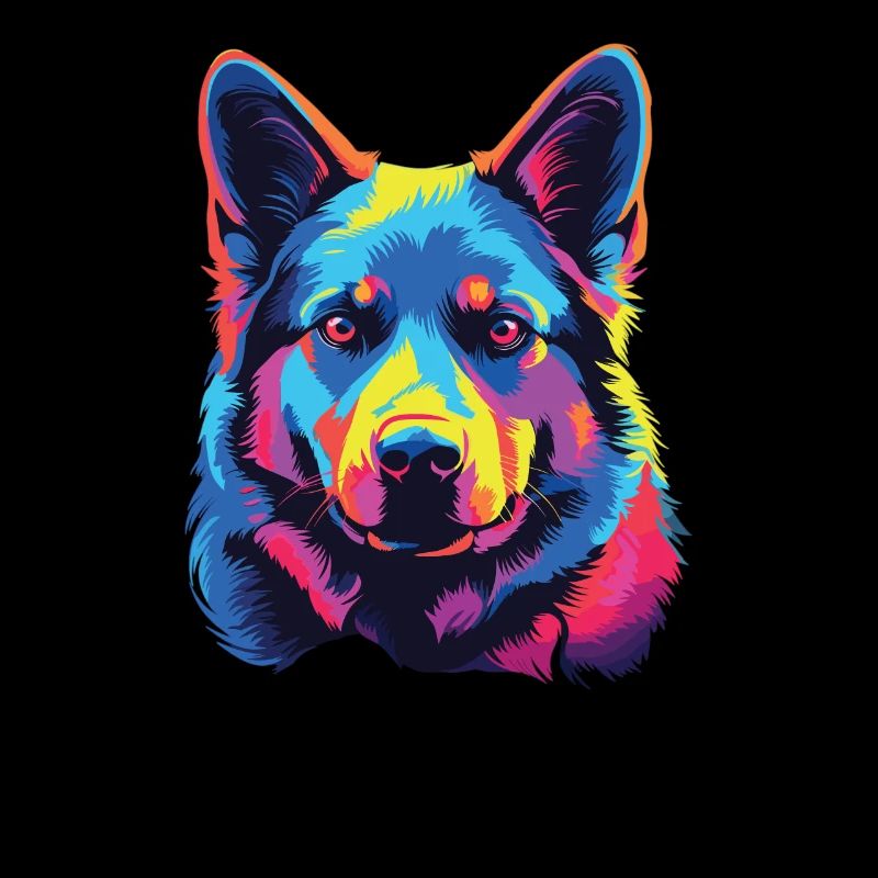 Aquarelle colorée norvégien Elkhound