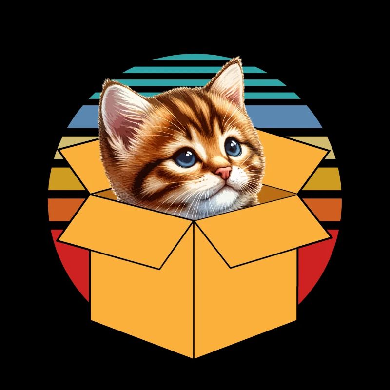 Chat En Boîte Rétro Mignon Amant De Chat Drôle