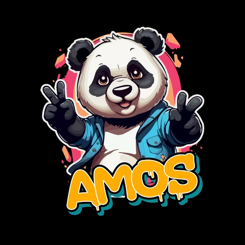 AMOS - Handsome Boy Name with Cool Panda