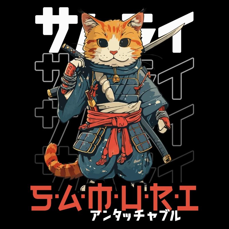 Chat Samouraï Chat Ninja Japonais Kawaii