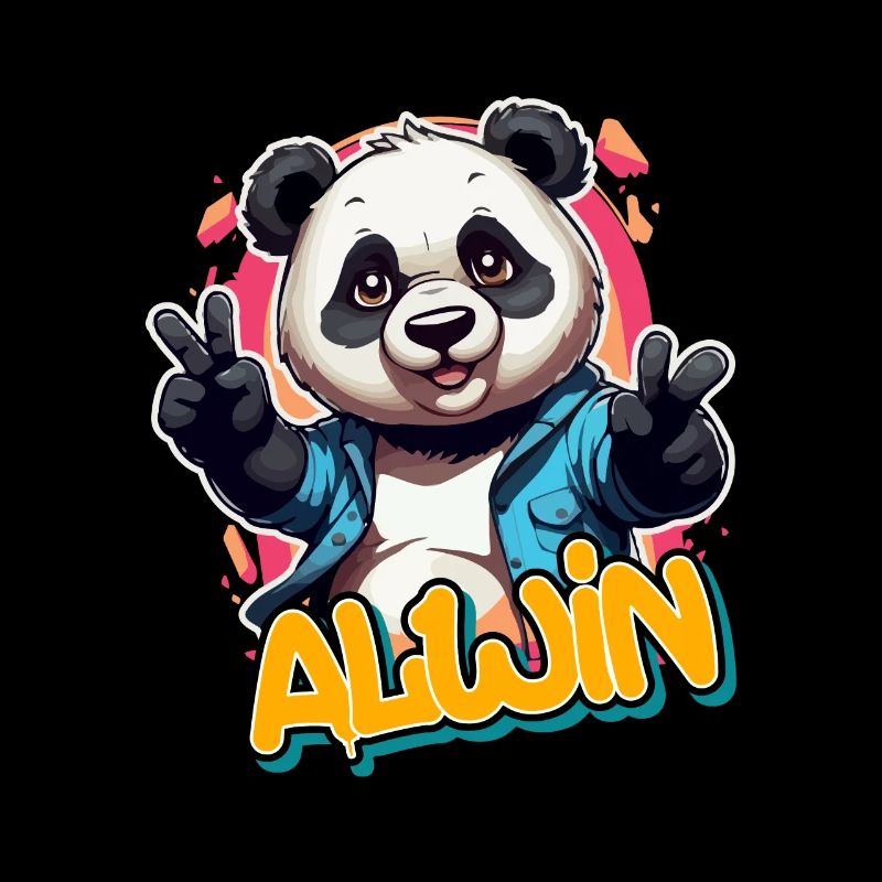 ALWIN - Handsome Boy Name with Cool Panda