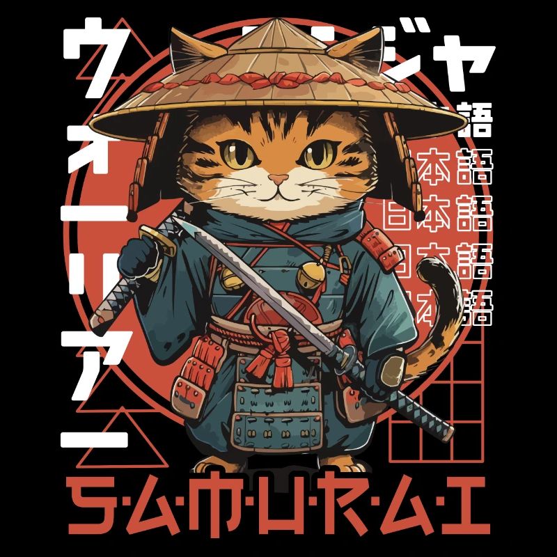 Samurai Cat Kawaii Japanische Ninja Katze