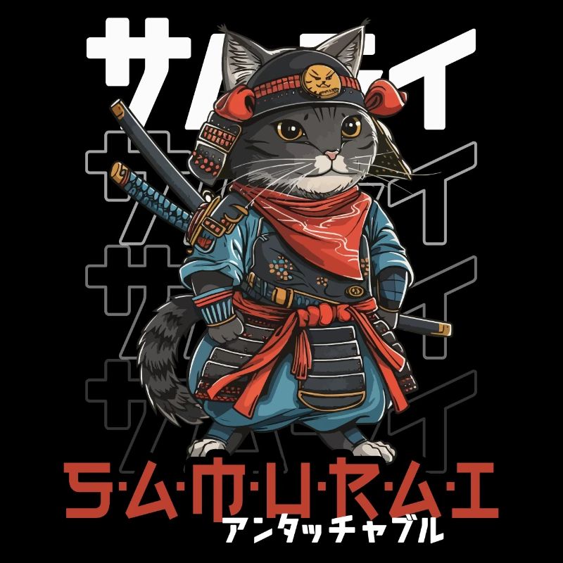 Samurai Cat Kawaii Japanische Ninja Katze