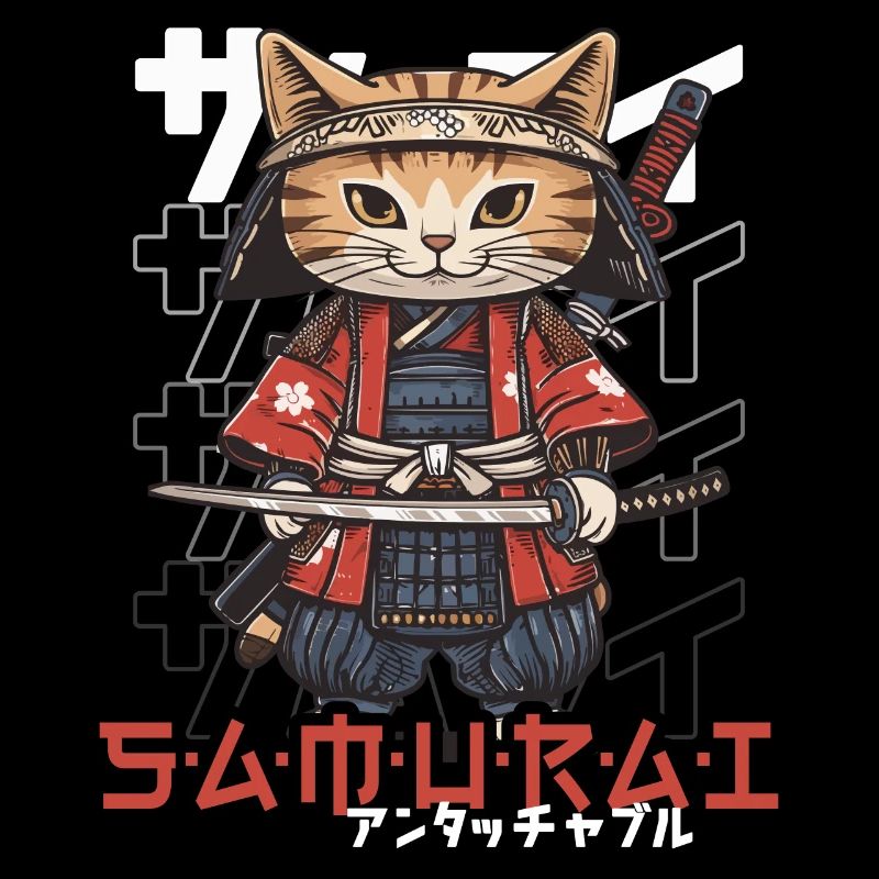 Samurai Cat Kawaii Japanische Ninja Katze