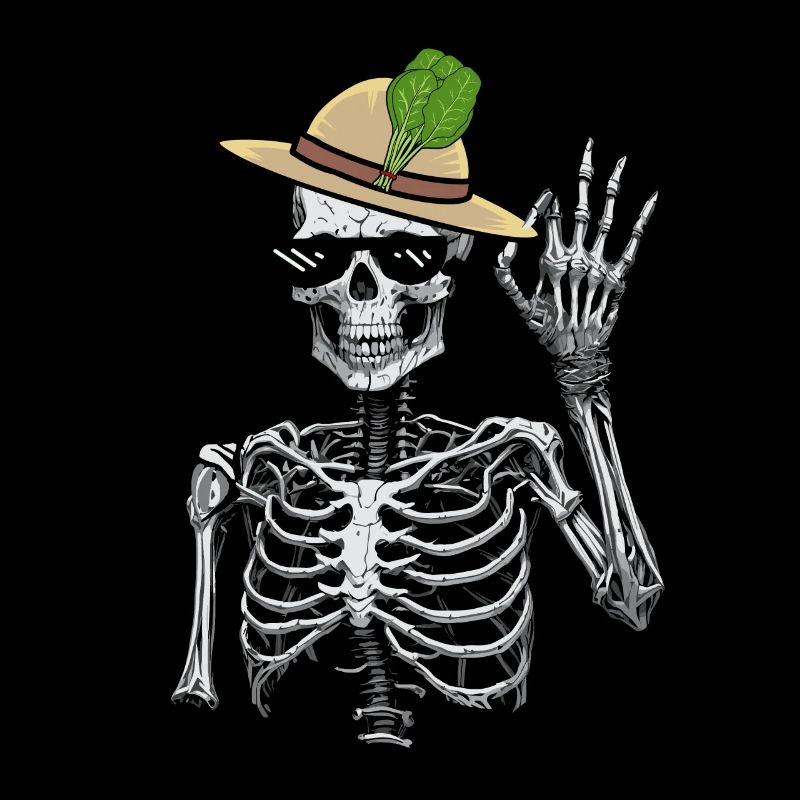 Skeleton Gardener Spinach Gardening Mime Vegetarian