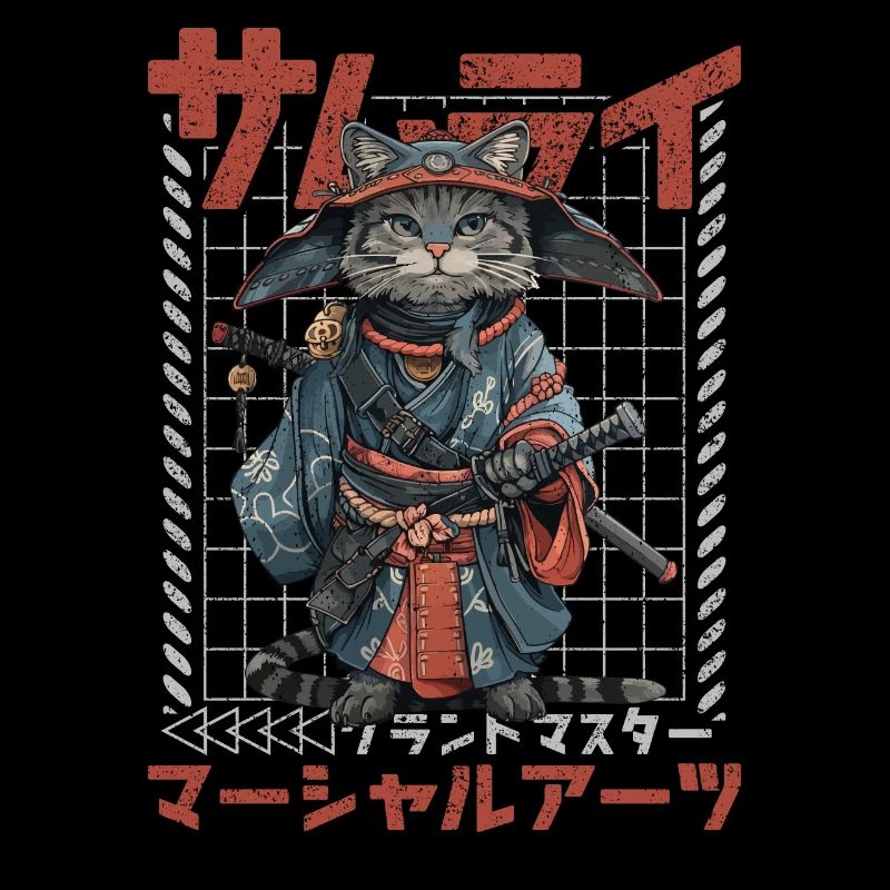 Samurai Cat Kawaii Japanische Ninja Katze