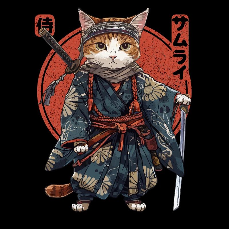 Samurai Cat Kawaii Japanische Ninja Katze