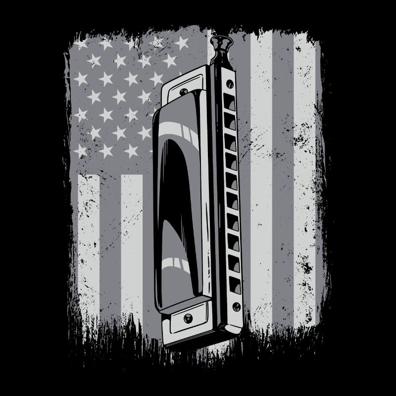 Harmonica American Flag Harmonicist Mouth Harp
