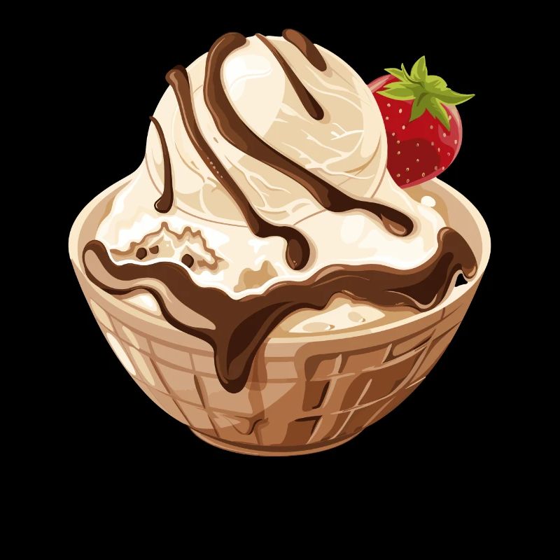 Glace à la vanille avec sauce au chocolat