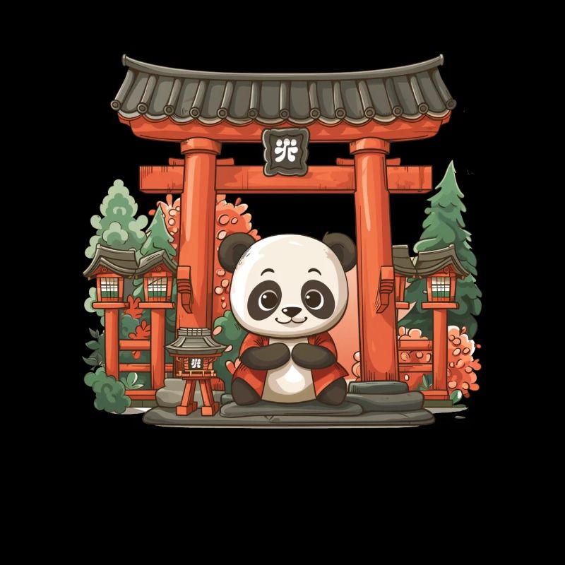 Panda Bear Torii Gate Japanese Giant Panda