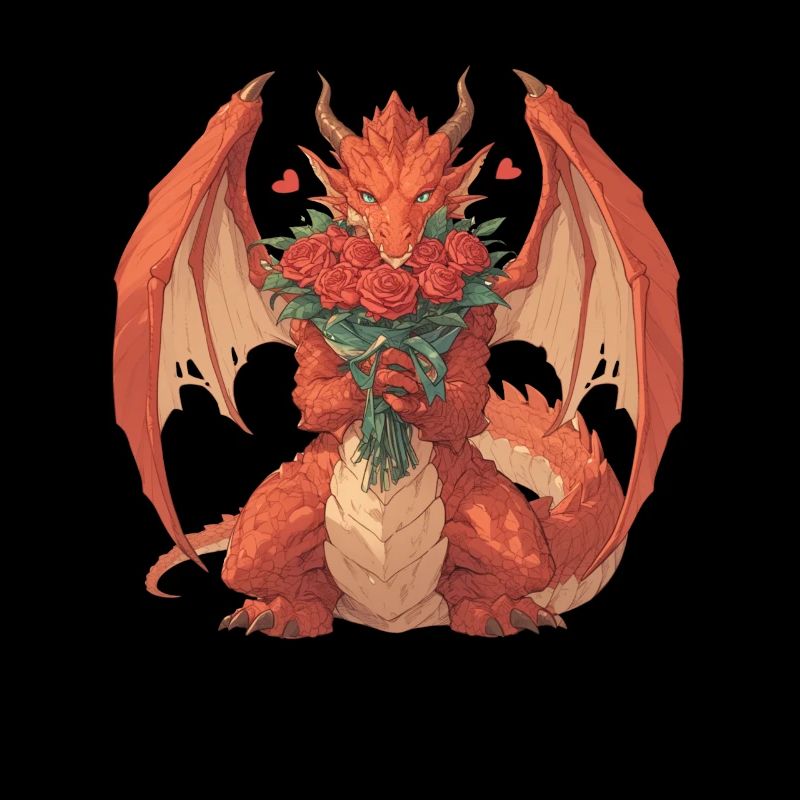 Dragon Roses Dragon de la Saint-Valentin