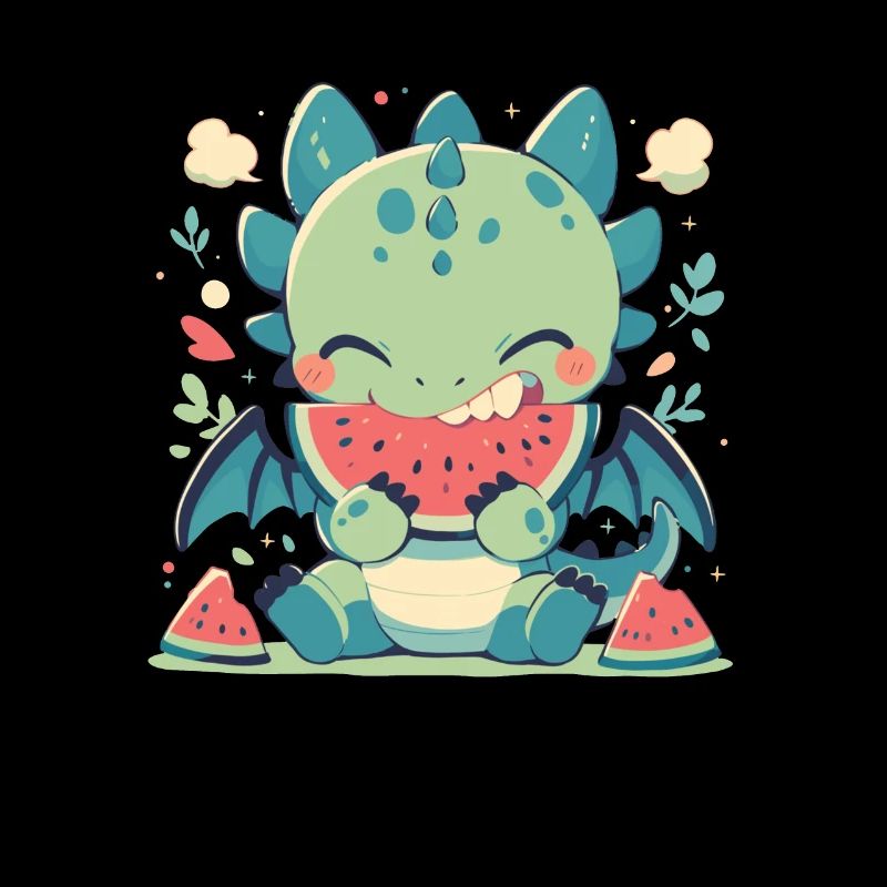 Drache Wassermelone Kawaii Drache Kinder