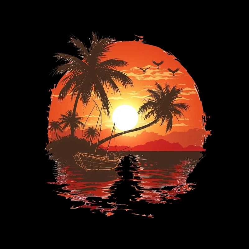 Tropical sunset with palm trees