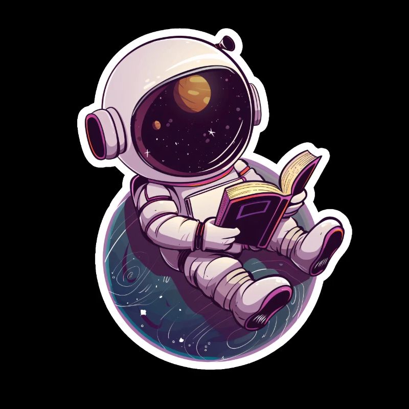 Astronaut liest vor der Erde – Space Design