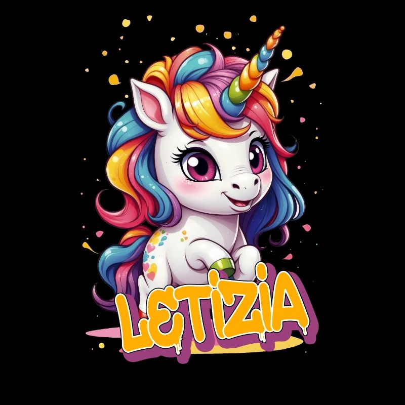 LETIZIA - Schöner Mädchen Name mit süßem Einhorn