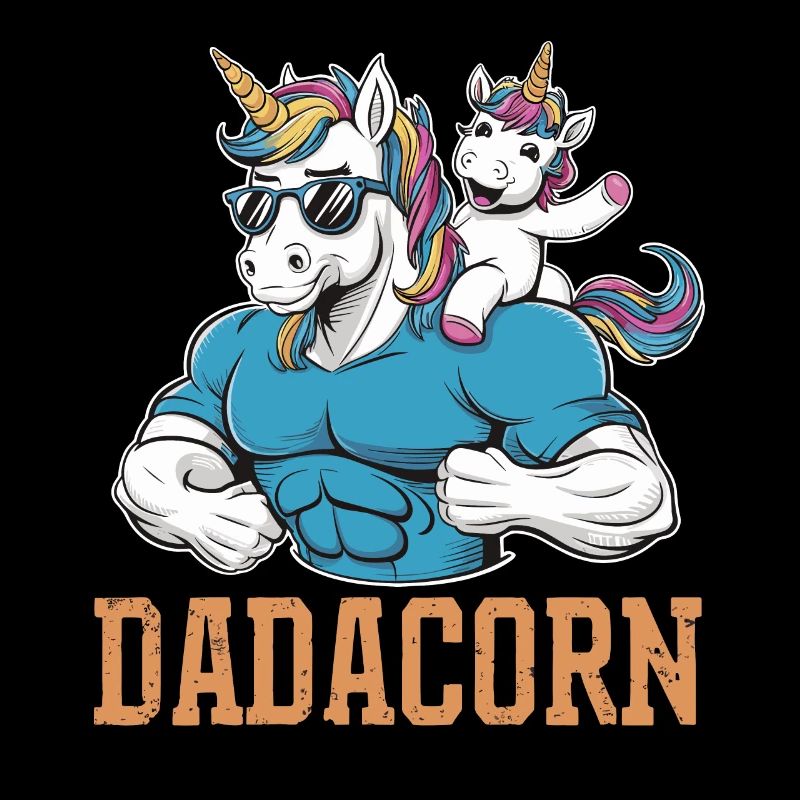 Starker Dadacorn Mit Muskeln Und Einhorn