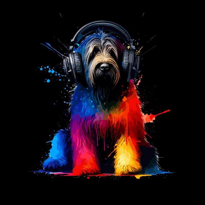 Bunte Splash Art Kopfhörer Briard Briards