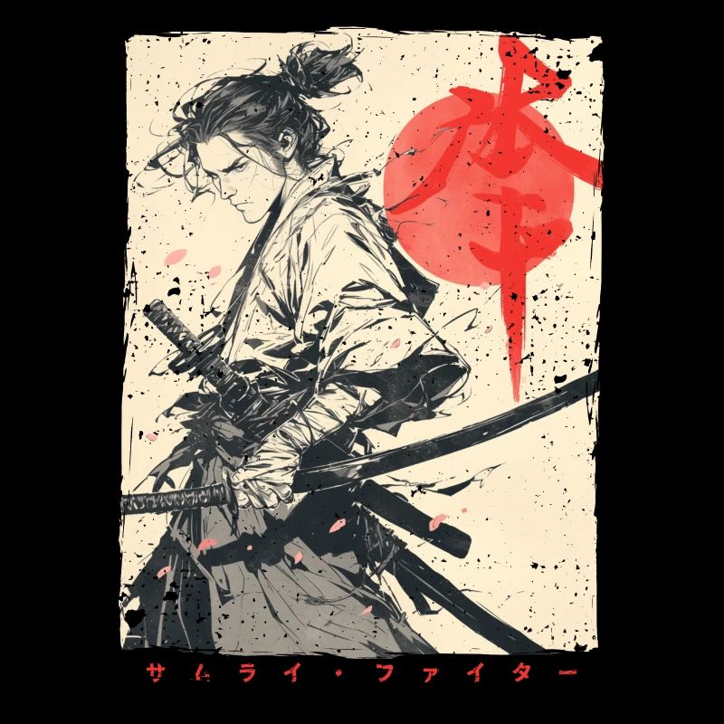 Samurai Fighter - Illustration japonaise Ukiyo-e