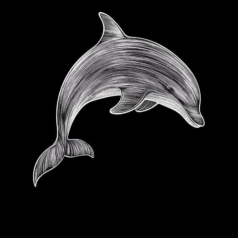 Illustration de dessin de dauphin noir et blanc