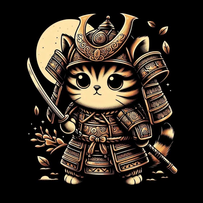 Japonais Samouraï Cat Warrior Retro Ninja