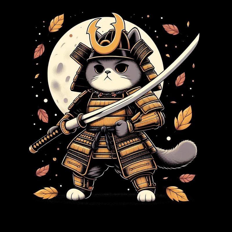 Japonais Samouraï Cat Warrior Retro Ninja
