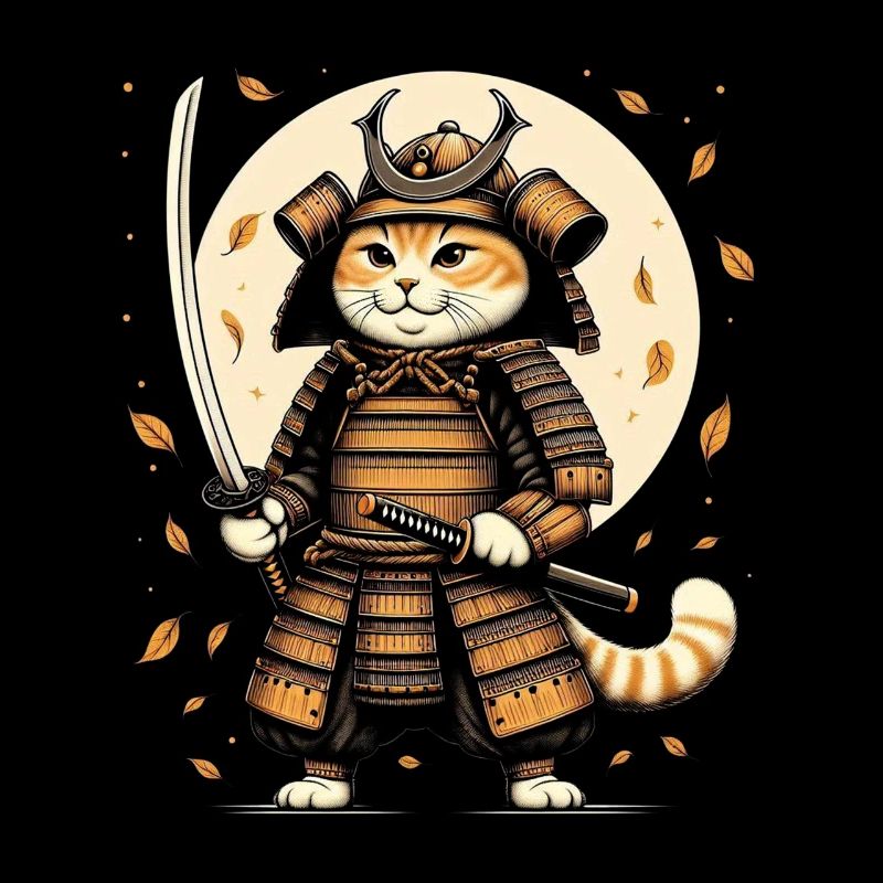 Japonais Samouraï Cat Warrior Retro Ninja