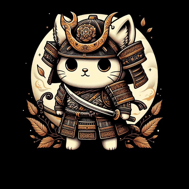 Japonais Samouraï Cat Warrior Retro Ninja