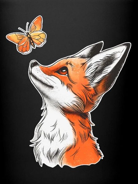 Renard avec papillon