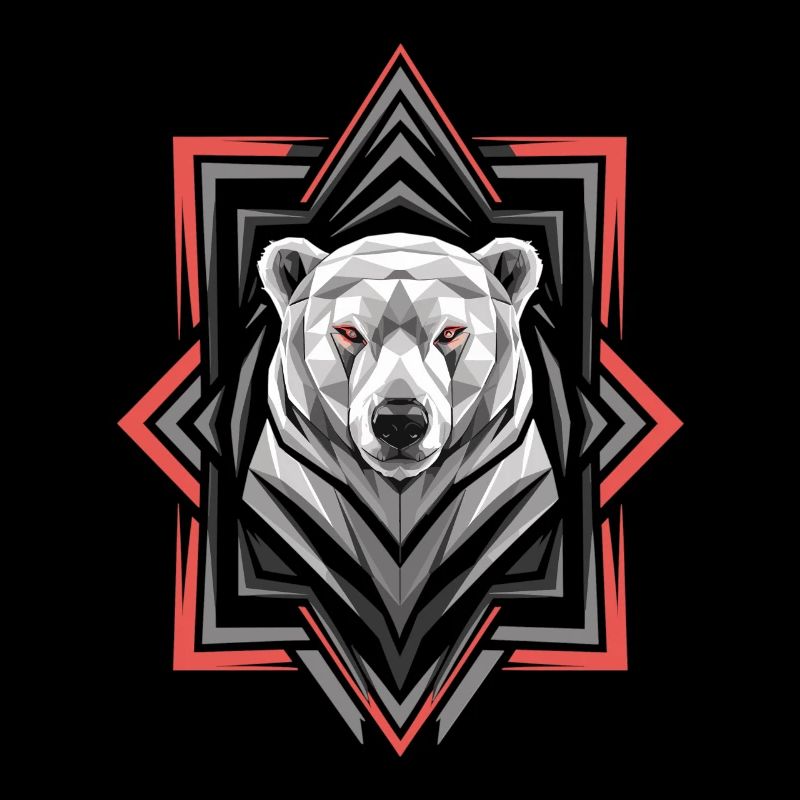 Geometric Polar Bear Head Artwork