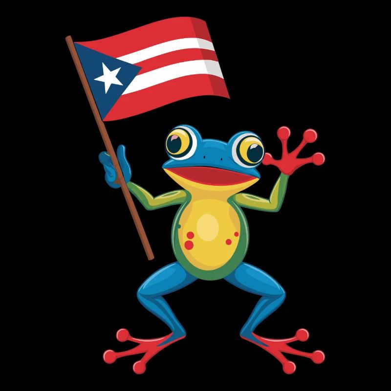 Porto Rico Drapeau Coqui Grenouille avec drapeau